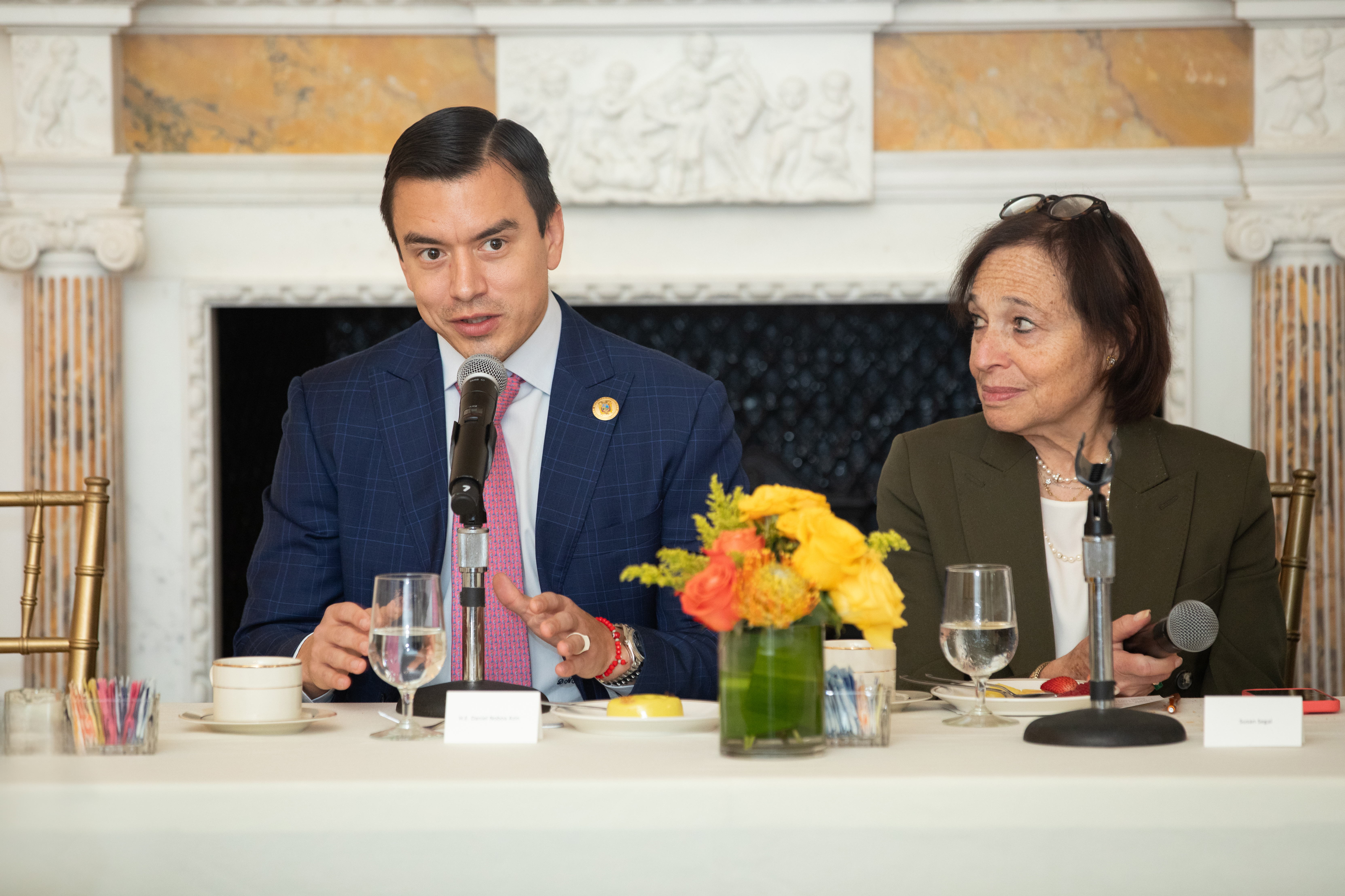 President Daniel Noboa (L) and AS/COA's Susan Segal