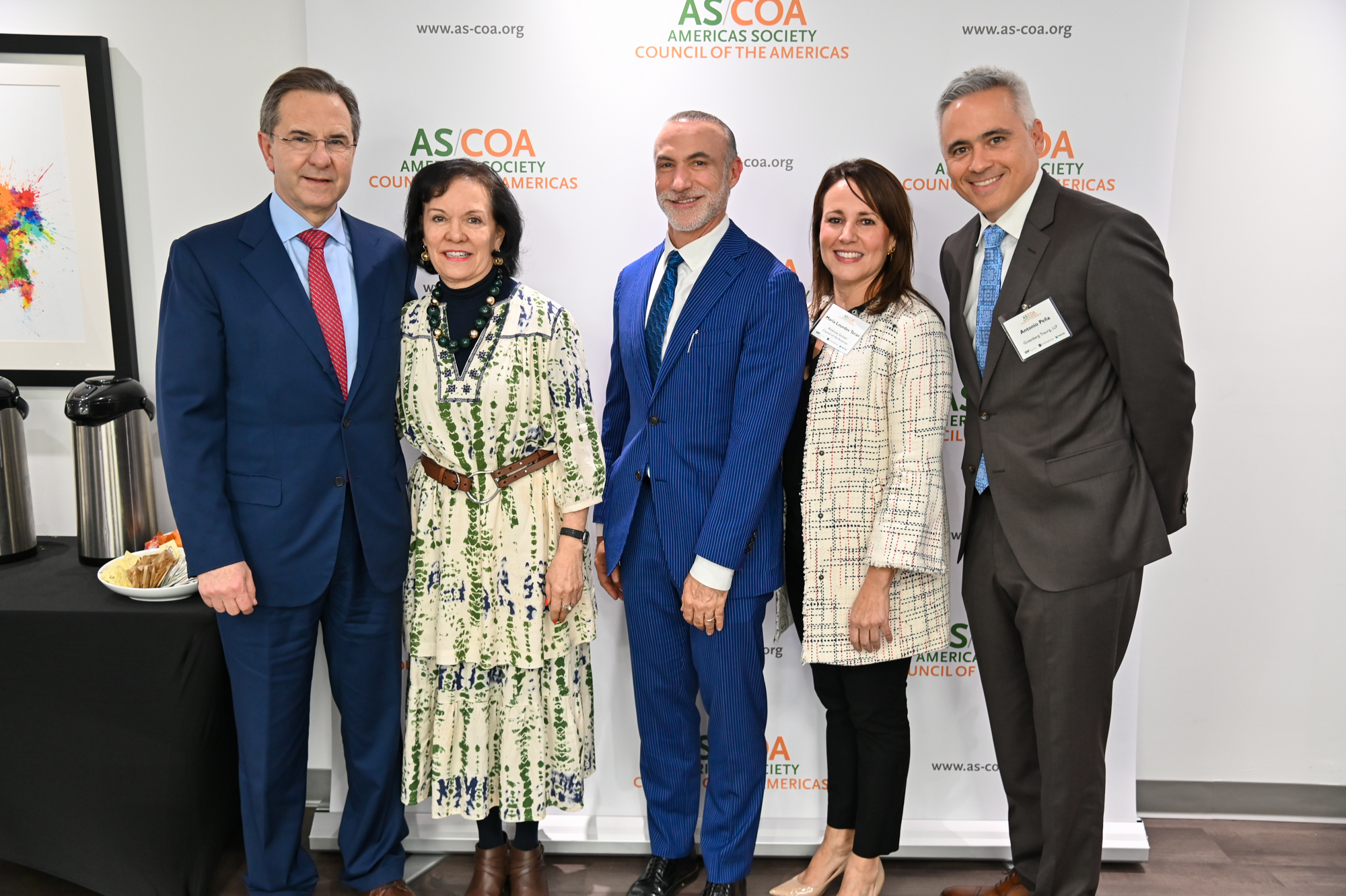 Ambassador Moctezuma & Spouse; Jonathan Chait, Consul General of Mexico in Miami; Maria L. Teran, AS/COA; Antonio Peña, Greenberg Traurig LLP