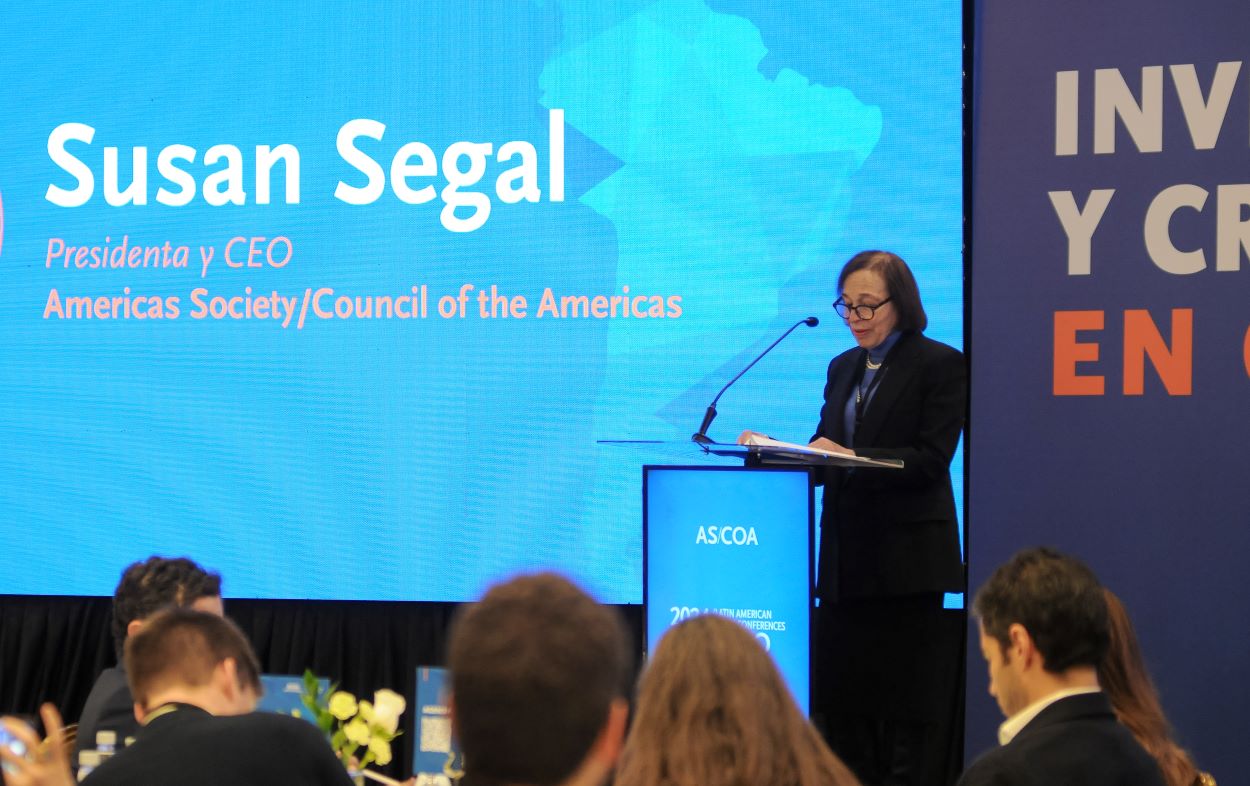 Susan Segal standing on the podium