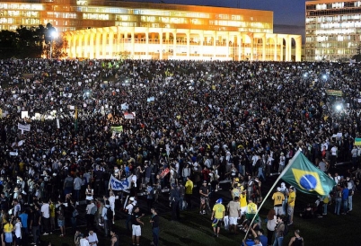 Protesters gather in Brazil.