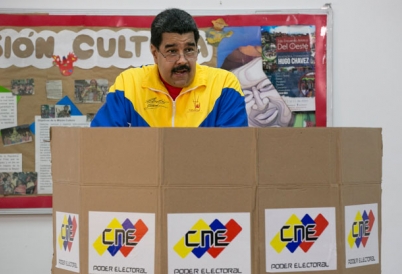 Nicolas Maduro voting in Venezuela elections